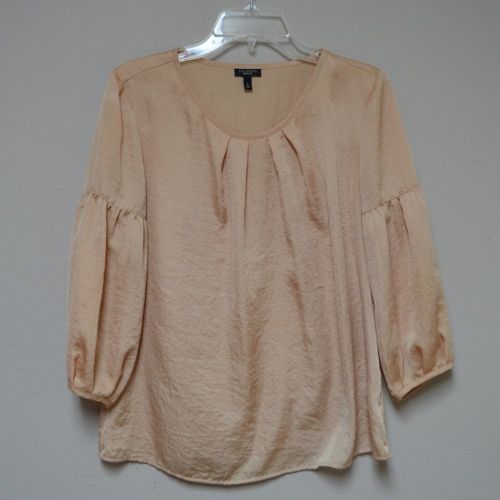 Talbots 3/4 Sleeve Champaign Color Blouse - Size M